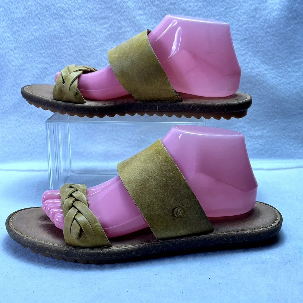 Born Shoes Sandals Women's Size 10 M Morena Yellow Sun Leather Slip on - Picture 9 of 12